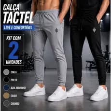Kit 2 Calça Masculina Jogger Elastano Plus Size Academia Esportiva P ao G4 Dry Fit