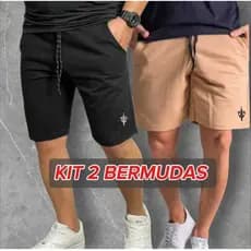 Kit 2 Bermuda Moletom Plus Size Masculina Short Masculino Leve Moletinho P ao G4 Basico