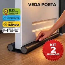 Kit 2 Veda Porta 1 METRO Rolinho Ajustável Tapa Porta Impermeável, Contra Inseto