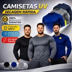 Kit 2 Camisas G1 ao G4 Plus Size Térmicas Proteção Uv 50+ Segunda Pele Camiseta Blusa Malha Fria Academia Manga Longa