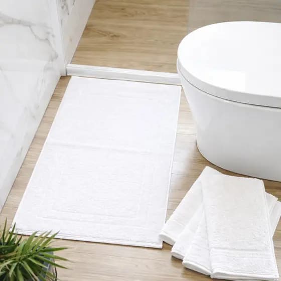 3 Toalha de Piso Branca Tapete para Banheiro Hotel Luxo Grosso Grande 45x70cm Alta Absorção