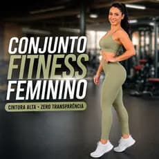 Conjunto Calça Legging e Cropped - Conjunto Fitness Academia feminino (Sem Transparência)