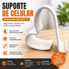 Suporte de Celular Mesa Formato Coração – Base Antiderrapante Universal