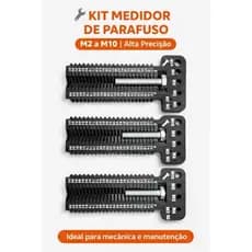 Kit 3 Régua Medidor de Parafuso M2 a M10 Alta Precisão Ferramenta Mecânica