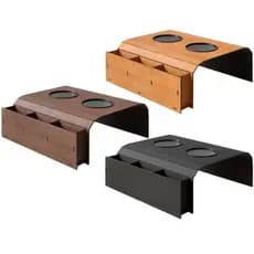 Kit Esteira Suporte Porta Copos Controle Braço Sofá Sala Apoio Bandeja Madeira MDF Apoio