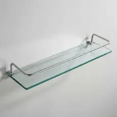Prateleira de Vidro 8mm 40x10cm com Grade – Banheiro, Cozinha e Lavabo