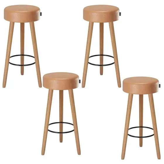 Kit 4 Banquetas Alta Estofada 70 cm Pés Palito P/ Área Gourmet Bancada Cozinha Churrasqueira Londres