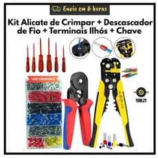 Kit Alicate Decapador  Crimpar Crimpador Descascador  Terminal Jogo Chave Fenda Isolada Profissional