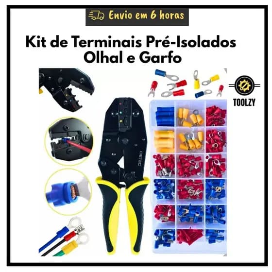 Alicate Crimpar Prensar Terminal Eletrico Pre Isolado Olhal Garfo Forquilha Conectores