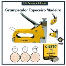 Grampeador Tapeceiro Madeira Estofado Profissional Tapeçaria Alta Pressão