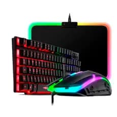 Kit Combo Gamer Teclado Semi-mecânico Mouse Gamer RGB Mouse Pad RGB Computador Notebook e Vídeogame