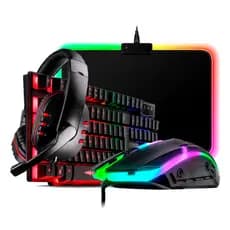 Kit Combo Gamer Teclado Semi-mecânico + Mouse 2400 Dpi RGB + Mouse Pad Rgb + Headset