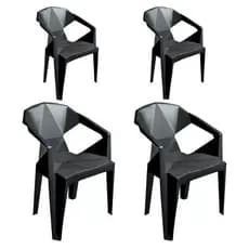 Cadeiras Diamante Preta Kit 4 Poltronas Para Casa Escritório Jardim