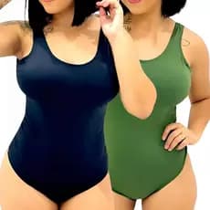 Maiô Body Feminino Preto Casual – Cavado com Alça Média e Decote | Envio Rápido