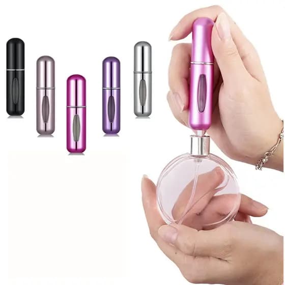 Kit 2 Unidades Porta Perfume Recarregável Portátil Spray 5ml Bolsa Necessaire Viagem