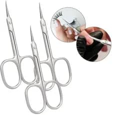 Kit 3 Tesoura Para Cutícula De Unha Ponta Fina Inox Sobrancelha Cílios Barba