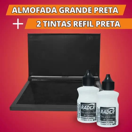 Kit Almofada Carimbo N4 16,8 X 9,8 Cm Com 2 Tubos De Tinta Extra