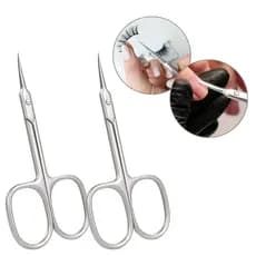 Kit 2 Tesoura Para Cutícula De Unha Ponta Fina Inox Sobrancelha Cílios Barba