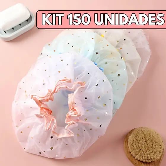150 Uni Touca Para Banho Camada Dupla Plástico Elástico Impermeável