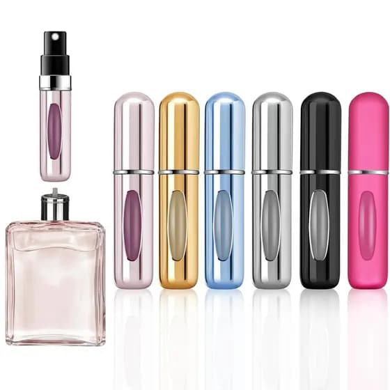 Kit 8 Unidades Porta Perfume Recarregável Portátil Spray 5ml Bolsa Necessaire Viagem