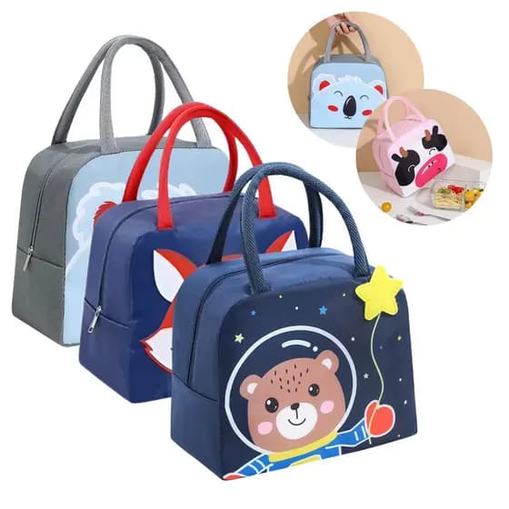 3 Uni Bolsa Térmica Marmita Lancheira Infantil 5 Litros Espaçosa Estampa De Animais