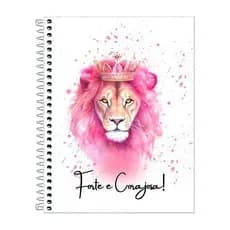 Caderno Leão Feminino Personalizado Escolar 1,10 ou 20 Matérias Estudo Presente Menina