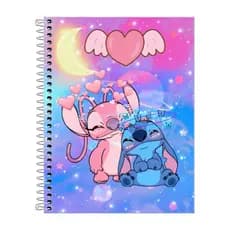 Caderno Lilo & Stitch – Stitch Azul, Ohana, Lilo, Anime Cartoon Escolar 1, 10 ou 20 Matérias Capa Dura