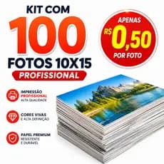 Pacote 100 Fotos 10x15 - Tipo de Papel de Impressão: Fotográfico Brilho