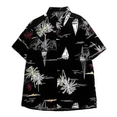 Camisa Floral Viscose Com Botão Masculina Camisa Para Praia E Verão FP-401