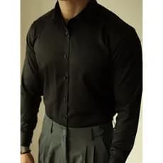 Camisa Social Masculina Branco e Preto Manga Longa Lisa Com Botão Blusa Social Importado Confortável