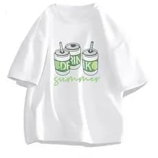 Camiseta Manga Curta 100% Algodão Gola Redonda Com Estampa Summer Verão Fashion Camiseta Fio 30,1 Penteada