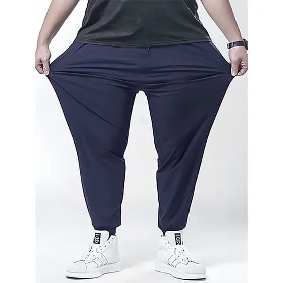 Calça Plus Size Masculina Secagem Rápida Bolso Com Zíper Frente e Verso Calça Jogger Flexível