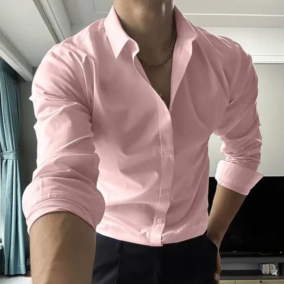 Camisa Social Masculina Manga Longa Lisa Com Botão Blusa Social Importado Confortável