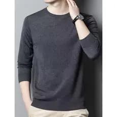 Suéter Importado Blusa de Frio Lisa Gola Redonda Masculina Blusa Tricot Confortável