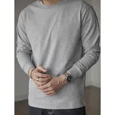 Camiseta Lisa Básica Manga Longa 100% Algodão Mlaha Premium Masculina Fio 30,1 Panteada Premium Gola Redonda