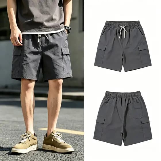 Shorts Cargo Esportivos Casuais Masculina Com 5 Bolsos
