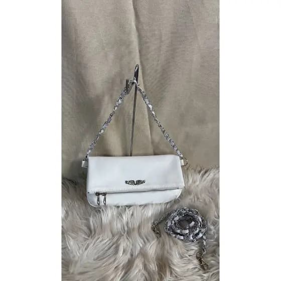 Bolsa Feminina Alça Transversal Removível Festa Inverno Zíper Neutra