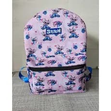 Mochila Escolar Alça Transversal Regulável Bolso Frontal Stitch Estampada