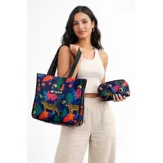 Bolsa Kit Sacola + Necessaire Porta Maquiagem Feminina Sacola Praia Com Necessaire Verão