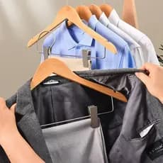 Cabide De Madeira Envernizado Com Presilhas Kit Organizador Closet