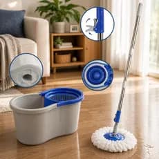 Mop Giratorio 360 Com Balde Duplo Facil Limpeza Diaria Pisos Azulejos Salas Cozinhas
