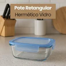 Pote Retangular Hermético Vidro 370ml Armazenamento comidas verduras marmitas fitnes alimentos vidro