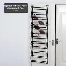 Sapateira Vertical de Parede e Porta para 36 Pares Preta