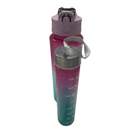 Kit 2 Garrafas de Água 900ml 300ml Com Canudo Squeeze De Agua Colorida Fitness Frases Motivacionai