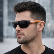Óculos de Sol com Lentes Preta Proteção UV de Madeira Bambu e Acetato redondo quadrado colorido