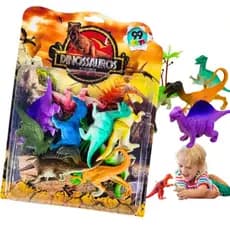 Dinossauro Brinquedo Kit Com 4 Dinossauros E 06 Acessórios Com Caixa Ovo Filhote Arvores Presente Infantil Jurassic Park