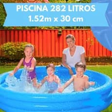 Piscina Inflável Grande 282 Litros 1.52m x 30Cm Bestway 3 Anéis Criança Verão Calor