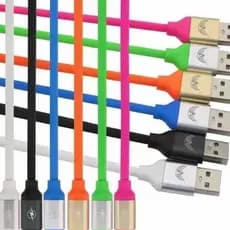 Kit 10 Cabos Carregador Emborrachado USB TYPE-C V8 Lightning Dados Carrega 10 Unidades