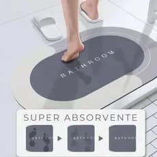 Tapete Mágico Oval Para Banho Cores Aleatórias  Antiderrapante Super Absorvente Emborrachado para Banheiro Lavabo