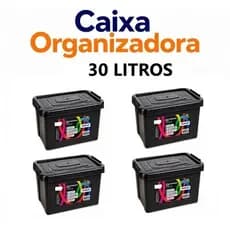 Caixa Organizadora 30 Litros Preta Com Trava Arqplast